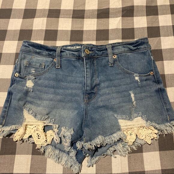 Mossimo Distressed High Rise Shorts with Lace 6/28 - Picture 1 of 6